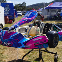 Custom OTK metallic green chrome to fluro fade kart sticker kits in Australia by Kart Wraps