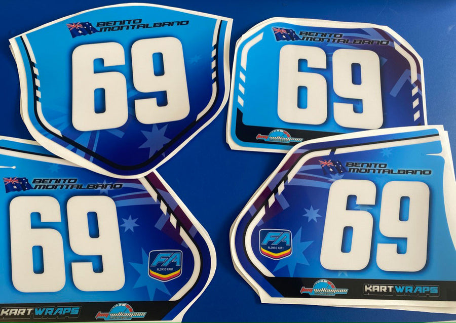 State Title Kart Number Plate Stickers   [2 pack deal]