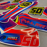 Custom kart sticker kits with chrome and fluro inks in Australia by Kart Wraps