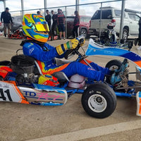 Custom OTK metallic green chrome to fluro fade kart sticker kits in Australia by Kart Wraps