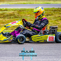 Custom OTK metallic green chrome to fluro fade kart sticker kits in Australia by Kart Wraps