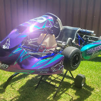 Custom OTK metallic green chrome to fluro fade kart sticker kits in Australia by Kart Wraps
