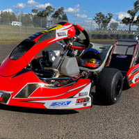 Custom OTK metallic green chrome to fluro fade kart sticker kits in Australia by Kart Wraps