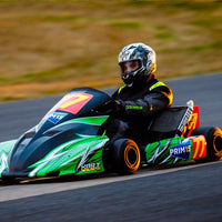 Custom OTK metallic green chrome to fluro fade kart sticker kits in Australia by Kart Wraps