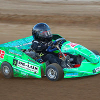 Custom OTK metallic green chrome to fluro fade kart sticker kits in Australia by Kart Wraps